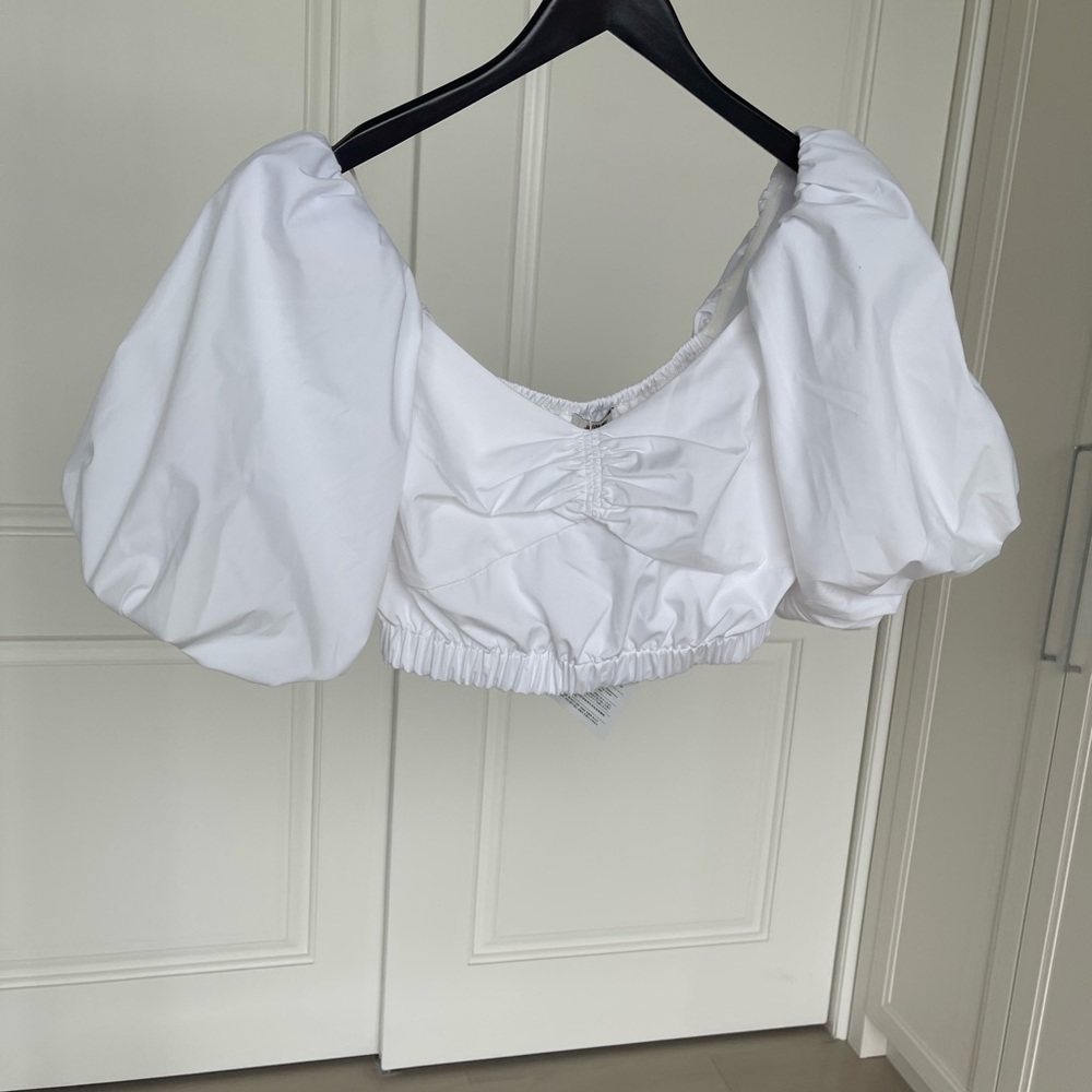 Jason Wu White Puff Sleeve Crop Blouse…NWT